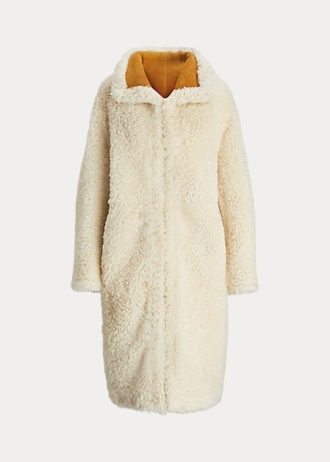 Cremefarbene, wendbare Oversize-Lammfellmäntel von Ralph Lauren für Damen Cremefarbene, wendbare Oversize-Lammfellmäntel von Ralph Lauren für Damen