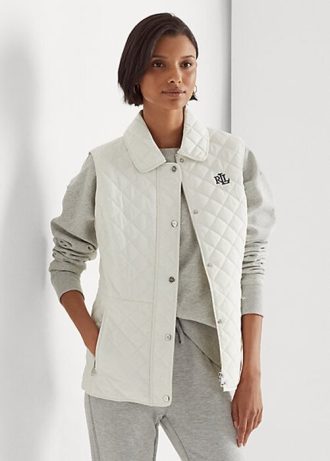 Cremefarbene Weste mit Rautensteppung für Damen von Ralph Lauren