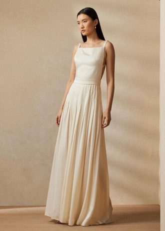Cremefarbenes Abendkleid „Talbert“ von Ralph Lauren aus Crêpe-Satin mit Rücken