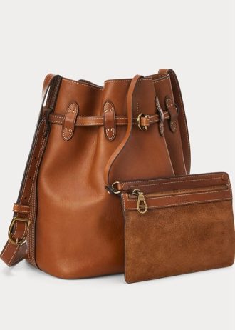 Cuoio Damen Ralph Lauren Leder Große Bellport Bucket Bags