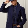 Dunkelblaue Herrenmäntel aus handgefertigter Wolle mit Fischgrätenmuster von Ralph Lauren Dunkelblaue Herrenmäntel aus handgefertigter Wolle mit Fischgrätenmuster von Ralph Lauren