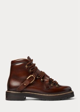 Dunkelbraune handgebrannte Damenstiefel von Ralph Lauren Dimicia Welington