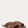 Dunkelbraune Herren-Hausschuhe aus geflochtenem Leder von Ralph Lauren Dunkelbraune Herren-Hausschuhe aus geflochtenem Leder von Ralph Lauren