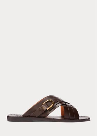 Dunkelbraune Herren-Hausschuhe „Welington“ aus Kalbsleder von Ralph Lauren