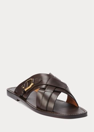 Dunkelbraune Herren-Hausschuhe „Welington“ aus Kalbsleder von Ralph Lauren