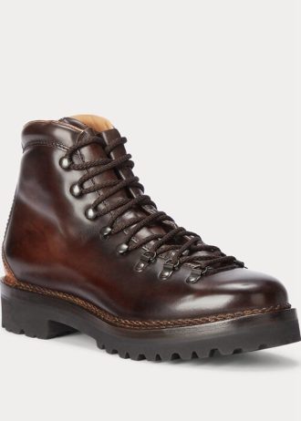 Dunkelbraune Herrenstiefel „Fidel“ aus brüniertem Kalbsleder von Ralph Lauren