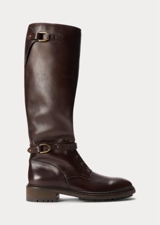 Dunkelbraune Herrenstiefel von Ralph Lauren Welington aus Kalbsleder