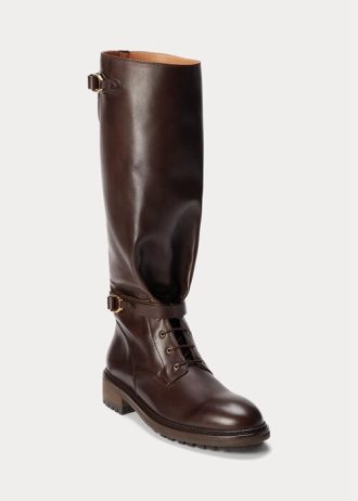 Dunkelbraune Herrenstiefel von Ralph Lauren Welington aus Kalbsleder