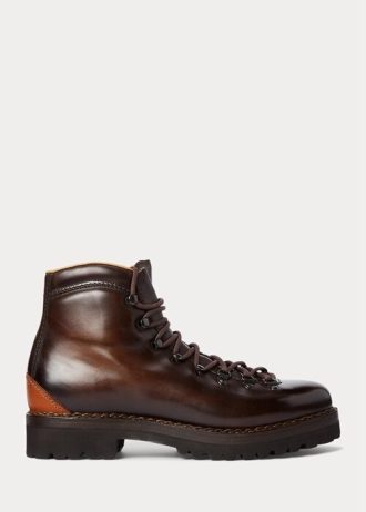 Dunkelbraune Ralph Lauren Darrow Kalbslederstiefel für Herren