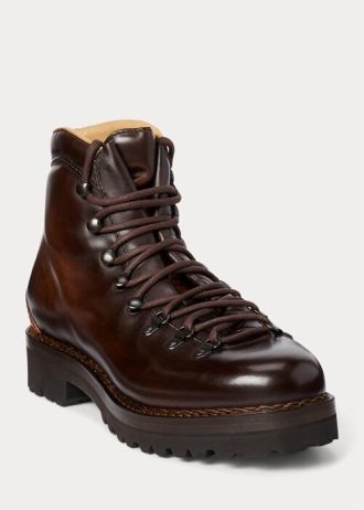 Dunkelbraune Ralph Lauren Darrow Kalbslederstiefel für Herren