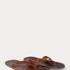 Dunkelbraune Ralph Lauren Leder-Flip-Flops für Herren Dunkelbraune Ralph Lauren Leder-Flip-Flops für Herren