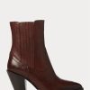 Dunkelbraune Ralph Lauren Lowrey Cowboystiefel aus Leder für Damen
