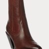 Dunkelbraune Ralph Lauren Lowrey Cowboystiefel aus Leder für Damen