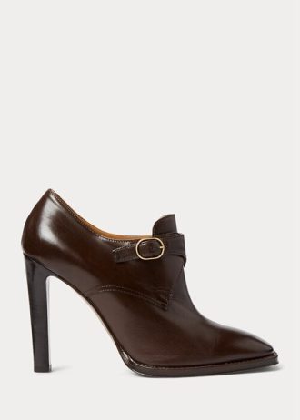 Dunkelbraune Ralph Lauren Lydell Stiefel aus brüniertem Kalbsleder für Damen