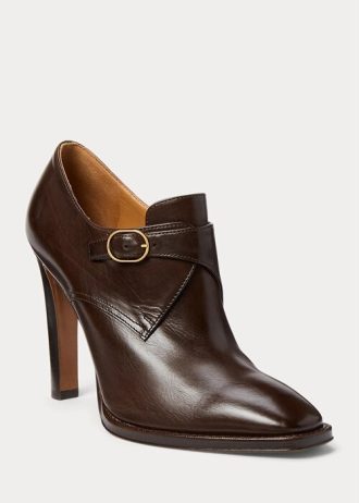 Dunkelbraune Ralph Lauren Lydell Stiefel aus brüniertem Kalbsleder für Damen