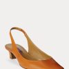 Dunkelgelbe Ralph Lauren Kels Slingback-Pumps aus Leder für Damen Dunkelgelbe Ralph Lauren Kels Slingback-Pumps aus Leder für Damen