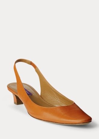 Dunkelgelbe Ralph Lauren Kels Slingback-Pumps aus Leder für Damen