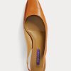 Dunkelgelbe Ralph Lauren Kels Slingback-Pumps aus Leder für Damen Dunkelgelbe Ralph Lauren Kels Slingback-Pumps aus Leder für Damen