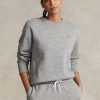 Dunkelgraue Ralph Lauren Fleece-Pullover mit Rundhalsausschnitt für Damen Dunkelgraue Ralph Lauren Fleece-Pullover mit Rundhalsausschnitt für Damen