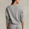 Dunkelgraue Ralph Lauren Fleece-Pullover mit Rundhalsausschnitt für Damen Dunkelgraue Ralph Lauren Fleece-Pullover mit Rundhalsausschnitt für Damen