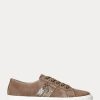 Dunkelgraue Ralph Lauren Janson II Wildleder-Sneakers mit Lederbesatz für Damen Dunkelgraue Ralph Lauren Janson II Wildleder-Sneakers mit Lederbesatz für Damen