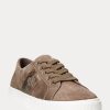 Dunkelgraue Ralph Lauren Janson II Wildleder-Sneakers mit Lederbesatz für Damen Dunkelgraue Ralph Lauren Janson II Wildleder-Sneakers mit Lederbesatz für Damen