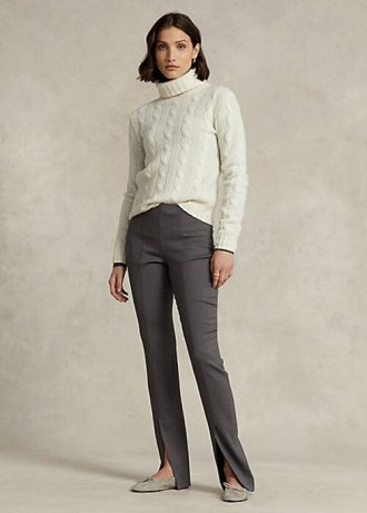 Dunkelgraue Ralph Lauren Leggings aus Stretch-Wollmischung für Damen