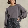 Dunkelgraue Ralph Lauren Oversize-Sweatshirts aus Stretch-Fleece für Damen Dunkelgraue Ralph Lauren Oversize-Sweatshirts aus Stretch-Fleece für Damen