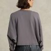 Dunkelgraue Ralph Lauren Oversize-Sweatshirts aus Stretch-Fleece für Damen Dunkelgraue Ralph Lauren Oversize-Sweatshirts aus Stretch-Fleece für Damen