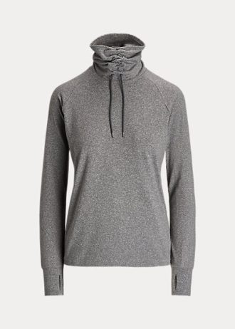 Dunkelgraue Ralph Lauren Trichterhals-Jersey-Pullover-Sweatshirts für Damen