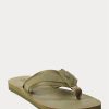 Dunkelolivgrüne Ralph Lauren Wildleder-Flip-Flops mit Ripsbandbesatz für Herren Dunkelolivgrüne Ralph Lauren Wildleder-Flip-Flops mit Ripsbandbesatz für Herren