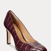 Dunkelrote Ralph Lauren Camila Heels aus geprägtem Leder für Damen Dunkelrote Ralph Lauren Camila Heels aus geprägtem Leder für Damen