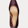 Dunkelrote Ralph Lauren Camila Heels aus geprägtem Leder für Damen Dunkelrote Ralph Lauren Camila Heels aus geprägtem Leder für Damen