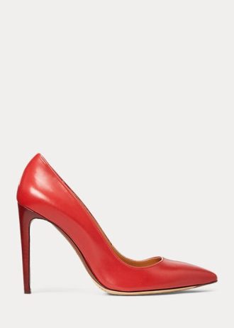 Dunkelrote Ralph Lauren Celia Kalbsleder-Pumps für Damen
