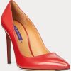 Dunkelrote Ralph Lauren Celia Kalbsleder-Pumps für Damen