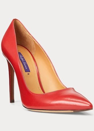 Dunkelrote Ralph Lauren Celia Kalbsleder-Pumps für Damen