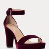 Dunkelrote Ralph Lauren Sylvia Samt-Pumps für Damen