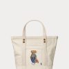 Ecru Multi Damen Ralph Lauren Canvas Kleine New Orleans Polo Bear Tragetaschen Ecru Multi Damen Ralph Lauren Canvas Kleine New Orleans Polo Bear Tragetaschen