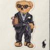 Ecru/Schwarze Ralph Lauren Canvas-Tragetaschen mit kleinem Polo Bear für Damen Ecru/Schwarze Ralph Lauren Canvas-Tragetaschen mit kleinem Polo Bear für Damen