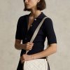Elfenbeinfarbene Satteltaschen aus gestepptem Leder für Damen von Ralph Lauren Polo ID Elfenbeinfarbene Satteltaschen aus gestepptem Leder für Damen von Ralph Lauren Polo ID