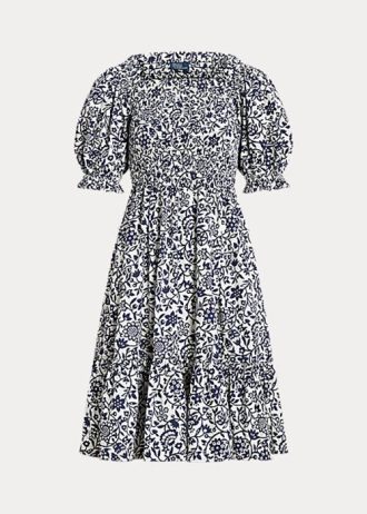 Flower Damen Ralph Lauren Florales Baumwollkleid mit Blousonärmeln