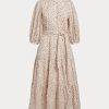 Flower Damen Ralph Lauren Gestuftes Baumwollkleid mit Gürtel und Blumenmuster Flower Damen Ralph Lauren Gestuftes Baumwollkleid mit Gürtel und Blumenmuster