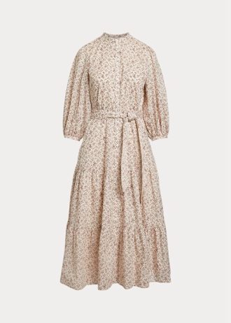 Flower Damen Ralph Lauren Gestuftes Baumwollkleid mit Gürtel und Blumenmuster