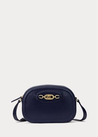 French Navy Damen Ralph Lauren Leder Mittelgroße Jordynn Umhängetaschen