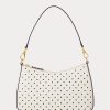 French Navy Dot/Creme Damen Ralph Lauren Polka-Dot Leder Mittelgroße Handtasche French Navy Dot/Creme Damen Ralph Lauren Polka-Dot Leder Mittelgroße Handtasche