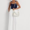 French Navy Dot/Creme Damen Ralph Lauren Polka-Dot Leder Mittelgroße Handtasche French Navy Dot/Creme Damen Ralph Lauren Polka-Dot Leder Mittelgroße Handtasche