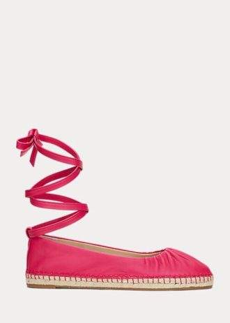 Fuchsia Ralph Lauren Cecilia Flache Schnürschuhe aus Nappaleder für Damen