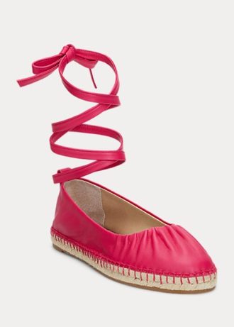 Fuchsia Ralph Lauren Cecilia Flache Schnürschuhe aus Nappaleder für Damen