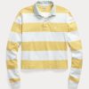 Gelb / Weiß Damen Ralph Lauren Gestreifte Cropped Jersey Rugby Poloshirts Gelb / Weiß Damen Ralph Lauren Gestreifte Cropped Jersey Rugby Poloshirts