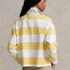 Gelb / Weiß Damen Ralph Lauren Gestreifte Cropped Jersey Rugby Poloshirts Gelb / Weiß Damen Ralph Lauren Gestreifte Cropped Jersey Rugby Poloshirts